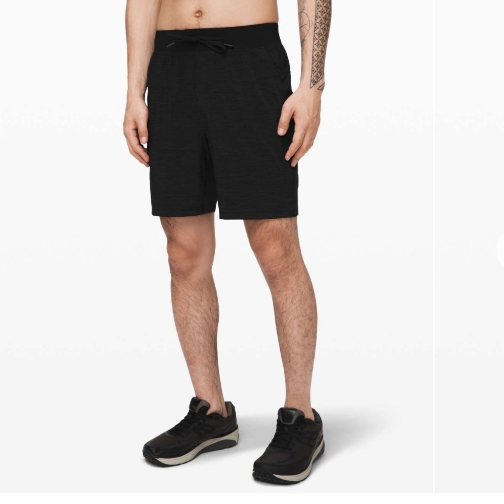 Lululemon T.H.E. Short Linerless 7" Heather Allover Deep Coal Black